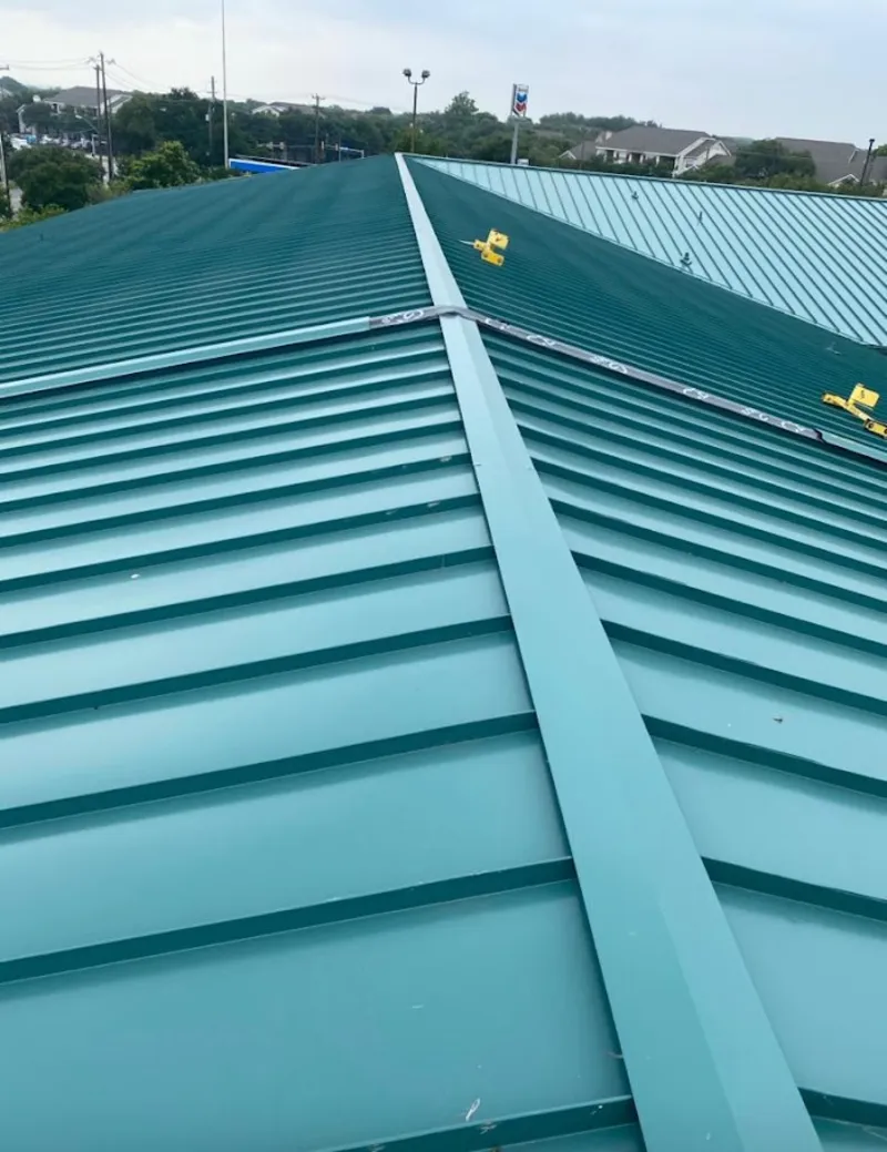 Green commercial metal roof ridge and valley for Metal Roof Repair in Chula Vista
